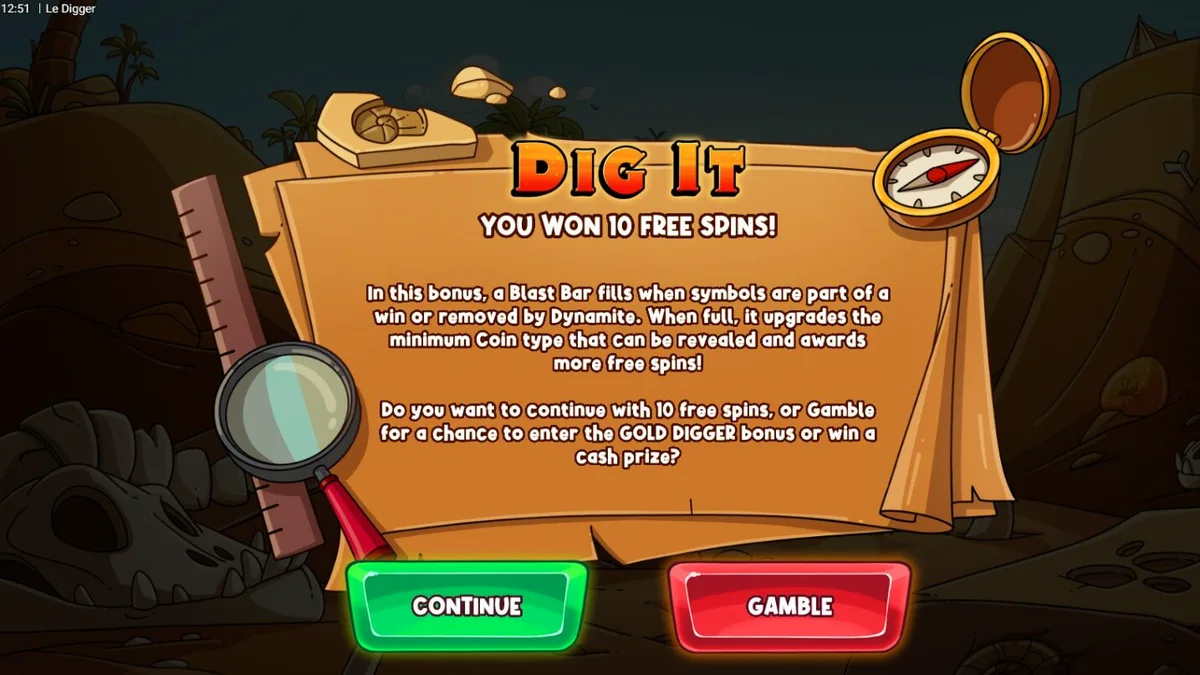 Tampilan antarmuka slot Le Digger di perangkat seluler dengan Smokey si rakun.
